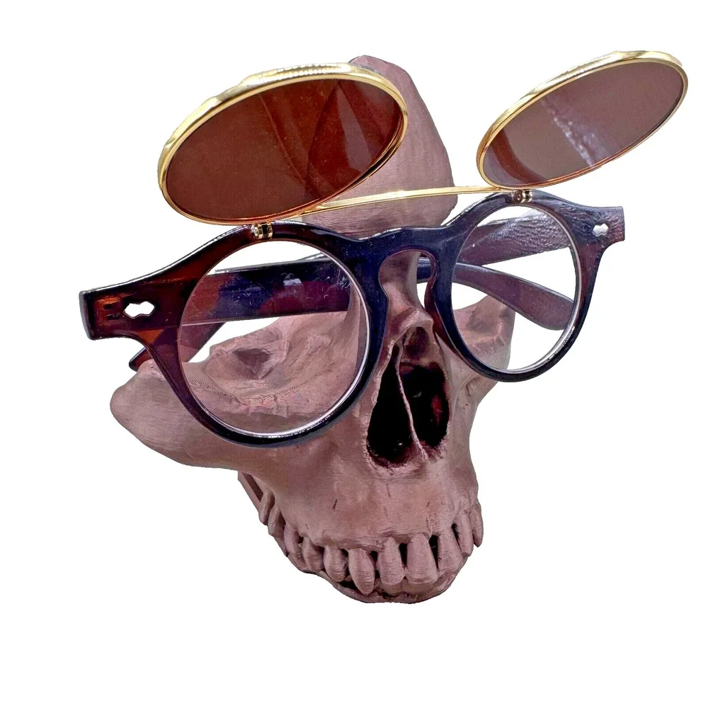 Music Festival Fashion Sunglasses Round Lenses Flip-Up Unisex - Brown